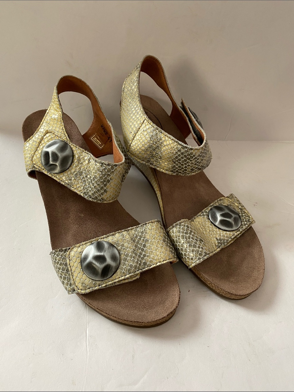 Taos Carousel 2 Metallic Snake-Print Slingback Sandals
